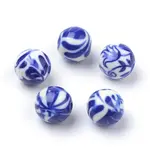 Opaque Flower Printed Acrylic Beads