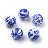 Opaque Flower Printed Acrylic Beads