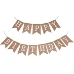 1 Set Word Happy Birthday Linen Hanging Banners Flags