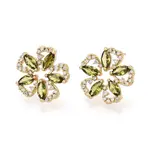 Flower Brass Micro Pave Cubic Zirconia Stud Earrings