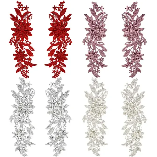 4 Pairs 4 Colors Polyester Embroidery Sequin Costume Accessories