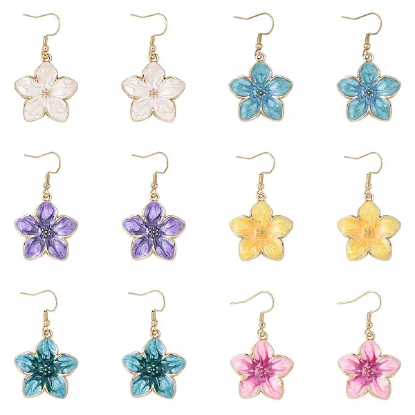 6 Pairs 304 Stainless Steel Dangle Earrings