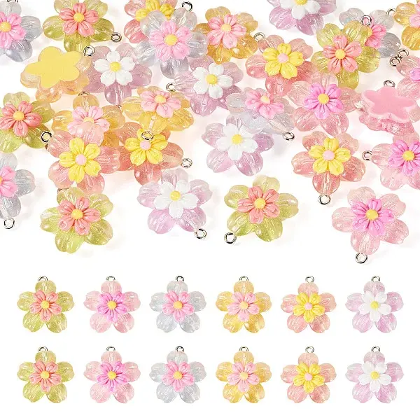 30Pcs 6 Colors Transparent Resin Pendants