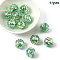 12Pcs Transparent Inner Flower Acrylic Beads