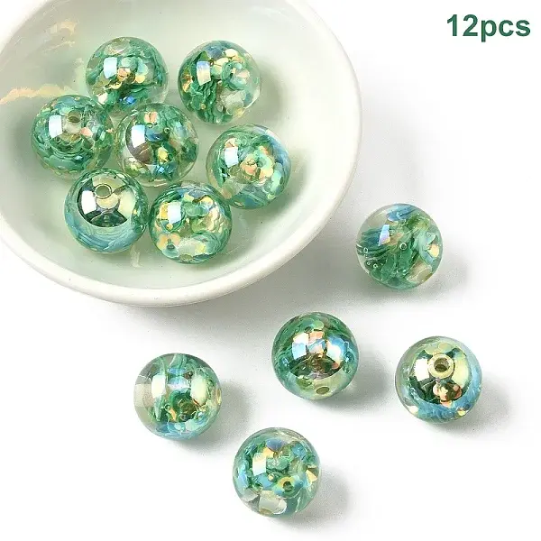 12Pcs Transparent Inner Flower Acrylic Beads