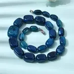 Dyed Natural Agate Cuboid Graduated Beaded Necklaces with Alloy Clasps