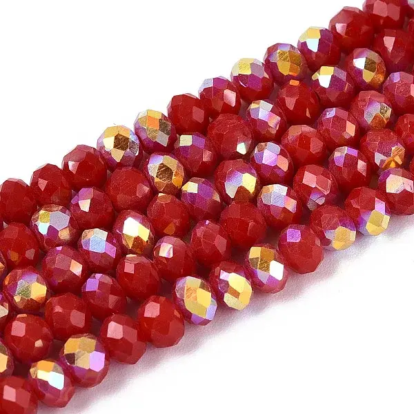 AB Color Plated Opaque Glass Rondelle Beads Strands