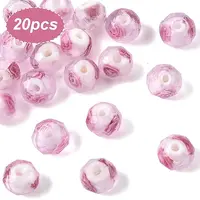 20Pcs Handmade Silver Foil Glass Lampwork Beads
