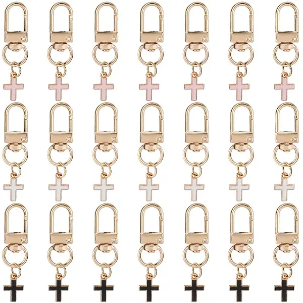 21Pcs 3 Colors Cross Alloy Enamel Pendant Decoration