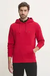 Bavlněná mikina Tommy Hilfiger pánská, červená barva, s kapucí, melanžová, MW0MW37235