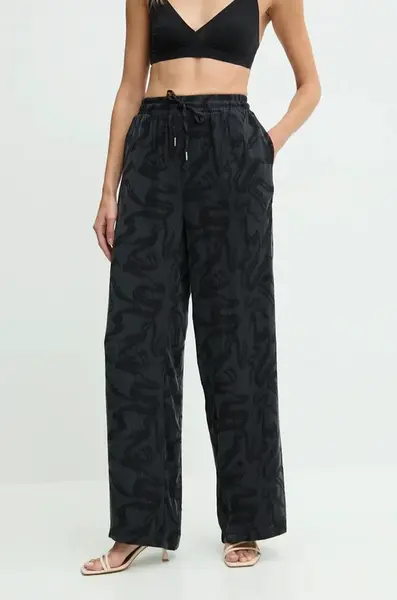 Kalhoty Answear.LAB dámské, černá barva, široké, high waist