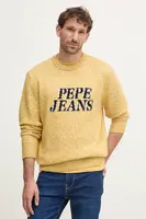 Svetr z vlněné směsi Pepe Jeans LUKA pánský, žlutá barva, PM702499