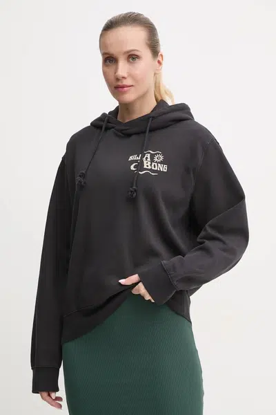 Mikina Billabong Snake Mantra dámská, černá barva, s kapucí, s potiskem, EBJSF00158