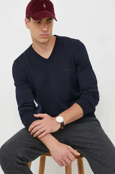 Vlněný svetr BOSS Baram-L pánský, lehký