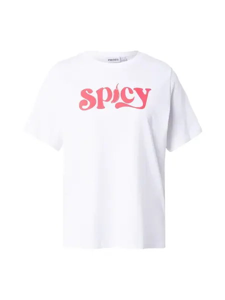 PIECES Tričko 'PCBINDI'  červená / biela