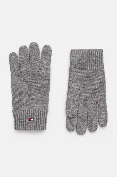 Rukavice Tommy Hilfiger pánské, šedá barva, AM0AM12845