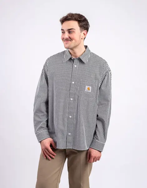 Carhartt WIP L/S Daldry Shirt Daldry Stripe, Black/Wax L