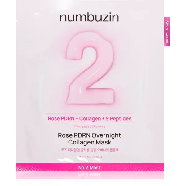 Numbuzin No. 2 Rose PDRN OverNight Collagen Mask hloubkově vyživující maska na noc 4 ks