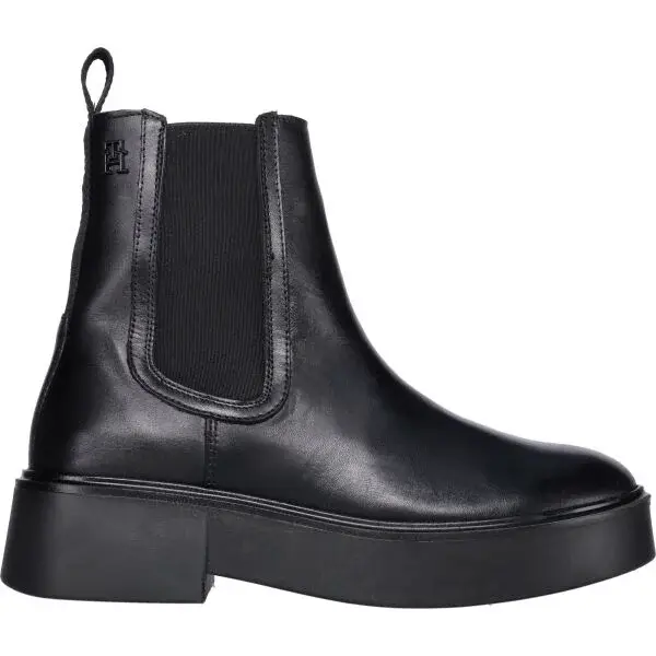Tommy Hilfiger MINIMAL LEATHER CHELSEA LOGOTAPE Dámska členková obuv, čierna, veľkosť
