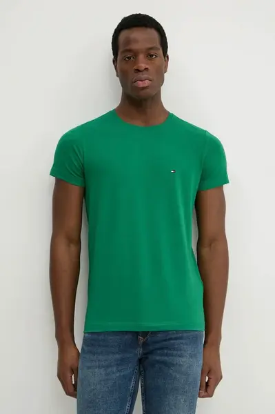 Tričko Tommy Hilfiger zelená barva, MW0MW10800