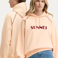 Bavlněná mikina Sunnei oranžová barva, s kapucí, s aplikací, RTWXJER017