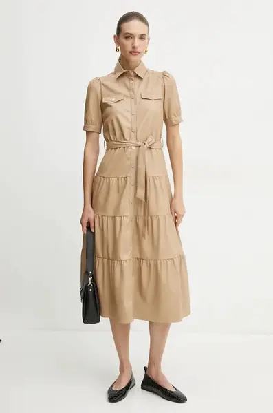 Šaty Morgan RPURE hnědá barva, midi, RPURE