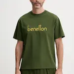 Bavlněné tričko United Colors of Benetton žlutá barva, s aplikací, 3MI6U109O