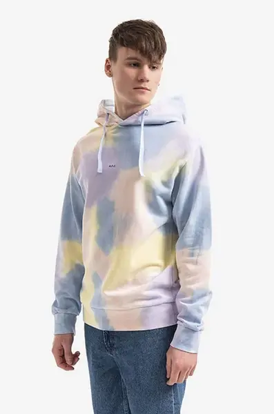 Bavlněná mikina A.P.C. Hoodie Victor COEWP-H27703 MULTICOLOR pánská, s kapucí, vzorovaná