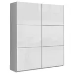 home24 SKŘÍŇ S POSUVNÝMI DVEŘMI, bílá, vysoce lesklá bílá, 170,3/209,7/61,2 cm