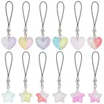 Gradient Color Translucent Resin Heart & Star Mobile Strap