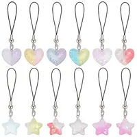 Gradient Color Translucent Resin Heart & Star Mobile Strap