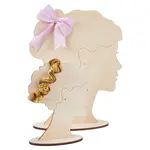 2 Sizes Hair Bun Girl Wooden Head Child Silhouette Stands