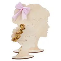 2 Sizes Hair Bun Girl Wooden Head Child Silhouette Stands