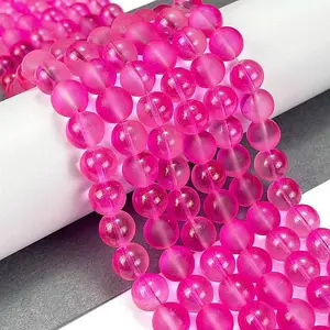 Frosted Transparent Glass Bead Strands
