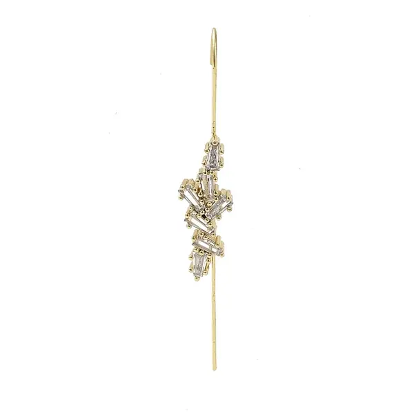 Brass Crystal Rhinestone Ear Wrap Crawler Hook Earrings for Women
