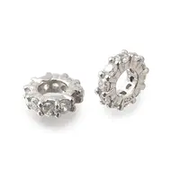 925 Sterling Silver Micro Pave Clear Cubic Zirconia Beads
