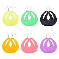 6 Pairs 6 Style Acrylic Hollow Out Teardrop Dangle Earrings