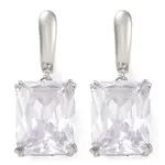 Brass Pave Cubic Zirconia Rectangle Hoop Earrings for Women