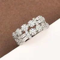 Brass Micro Pave Cubic Zirconia Cuff Rings for Women
