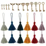 24Pcs 12 Colors Polycotton Tassel Pendants Hanging with Tibetan style Alloy Pendant