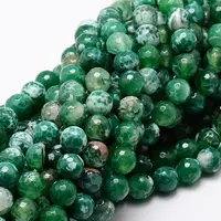 Dyed Natural Fire Crackle Agate Faceted Round Beads Strands