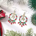 Christmas Themed Handmade Glass Seed Beads Dangle Earrings