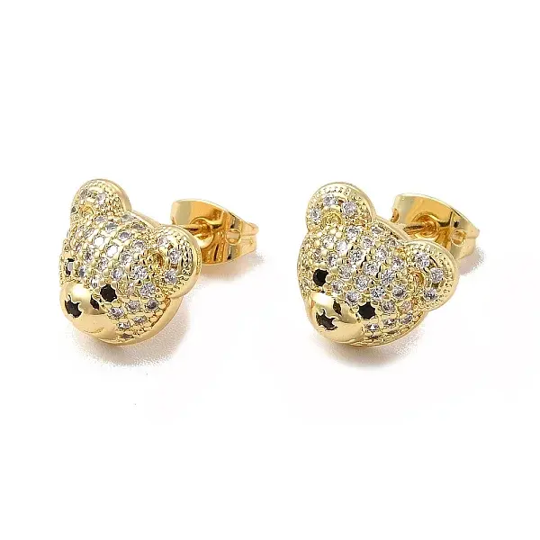 Cubic Zirconia Bear Stud Earrings