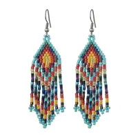 Boho 304 Stainless Steel with Glass Dangle Stud Earring