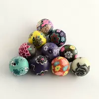 Handmade Flower Pattern Polymer Clay Beads