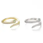 Adjustable Brass Micro Pave Cubic Zirconia Snake Cuff Rings