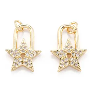 Brass Micro Pave Clear Cubic Zirconia Beads Pendant