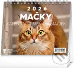 NOTIQUE Stolový kalendár Mačky 2026 (Kalendár s menami mačiek (riadkový))