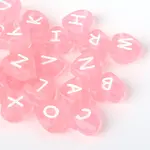 Transparent Acrylic Heart Horizontal Hole Letter Beads