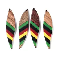 Jamaican Colour Epoxy Resin & Walnut Wood Pendants